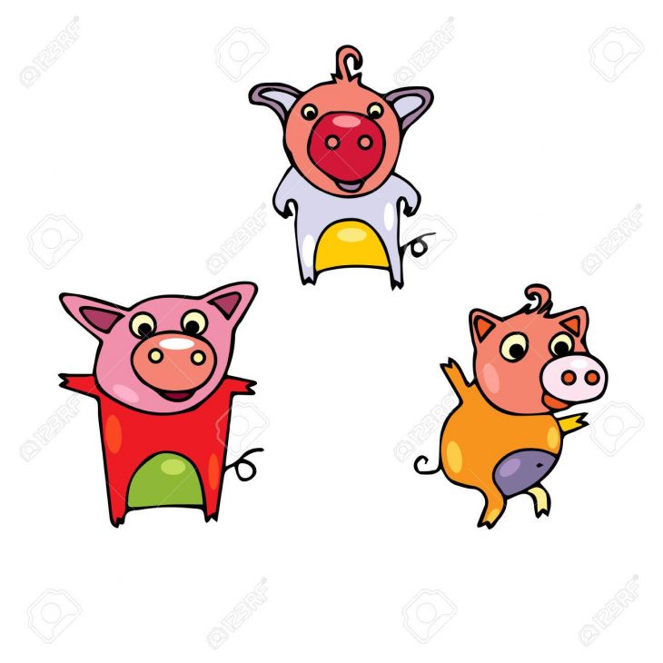 Ensemble De Cochons Mignons Peints De Différentes Couleurs. Porc Dessiné  Main Dans Le Style De Griffonnages. Sangliers Dessin Animé Avec Contour  Noir destiné Dessin De Cochon En Couleur