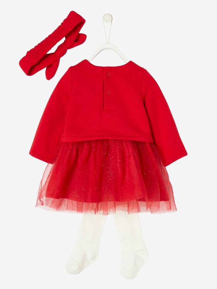 Ensemble De Noël Robe + Collant + Bandeau Bébé Naissance – Rouge Brique,  Bébé tout Brique Pour Bebe