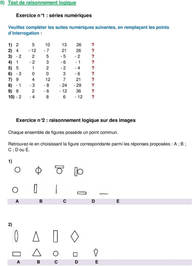 Envoi N 8 Tests Psychotechniques Auxiliaire De Puericulture concernant Exercice De Logique Gratuit