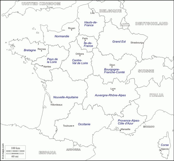 Épinglé Par Véro Sur Imprimer En 2020 | Carte Vierge, Carte concernant Carte De France Vierge A Imprimer