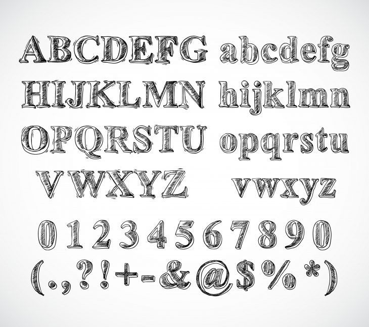 Esquisse Alphabet – Telecharger Vectoriel Gratuit, Clipart destiné Modele Calligraphie Alphabet Gratuit