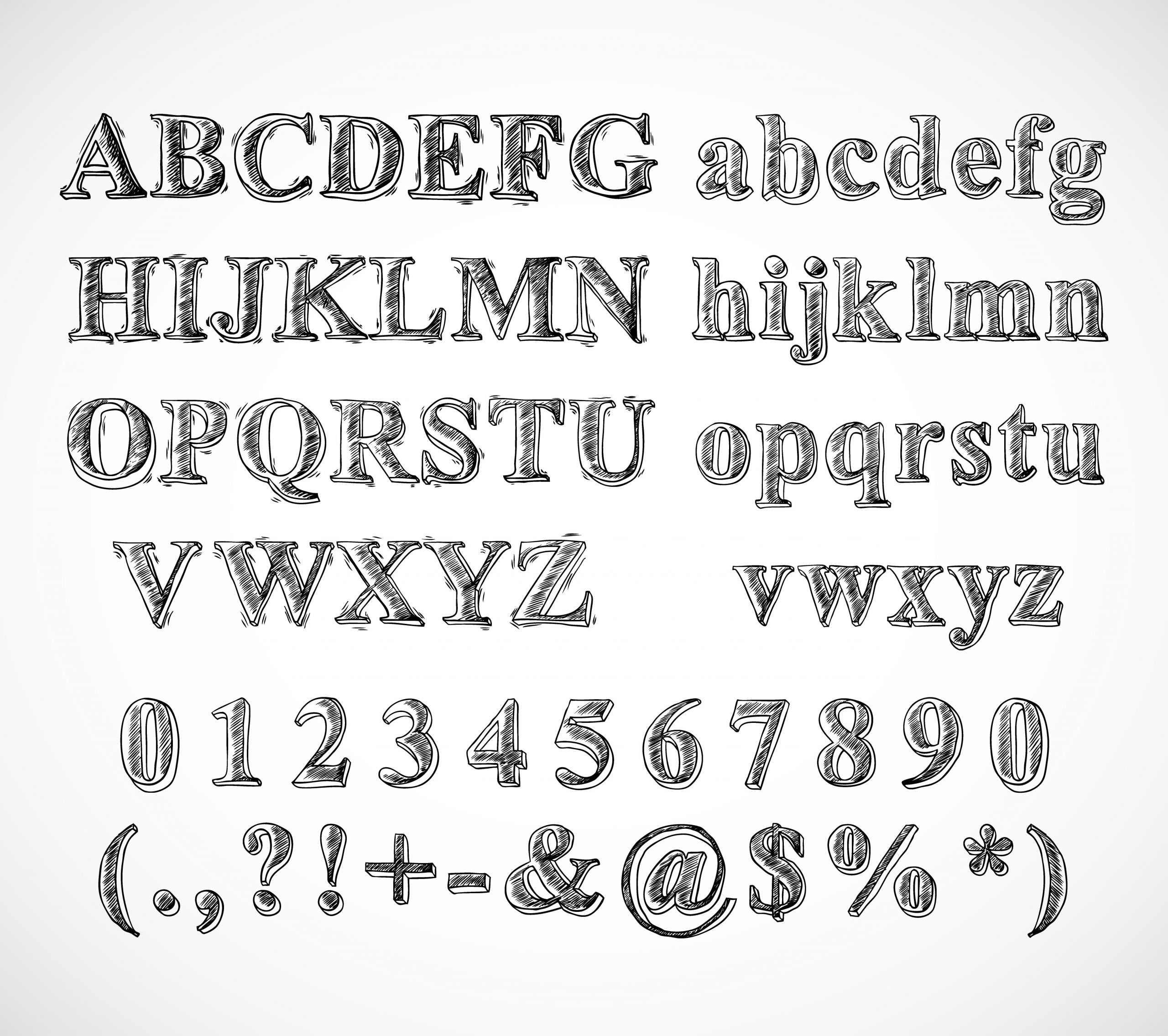 Esquisse Alphabet - Telecharger Vectoriel Gratuit, Clipart destiné Modele Calligraphie Alphabet Gratuit 