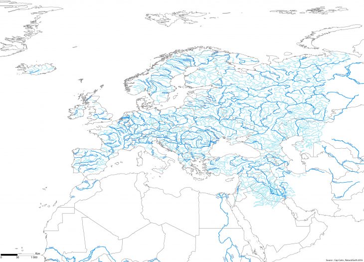 Europe-Pays-Fleuves-Noms-Rivieres-Echelle-Wgs84-Vierge – Cap intérieur Carte Fleuve Europe Vierge