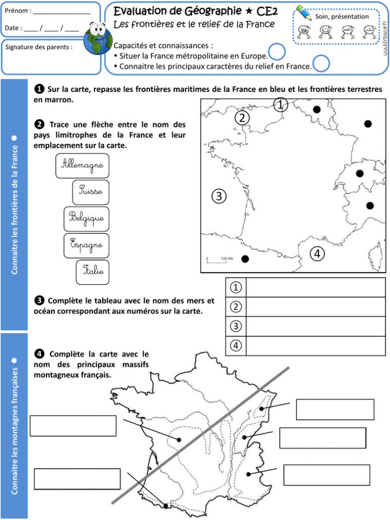 Eval. Ce2 – Lutin Bazar destiné Carte De France Ce2