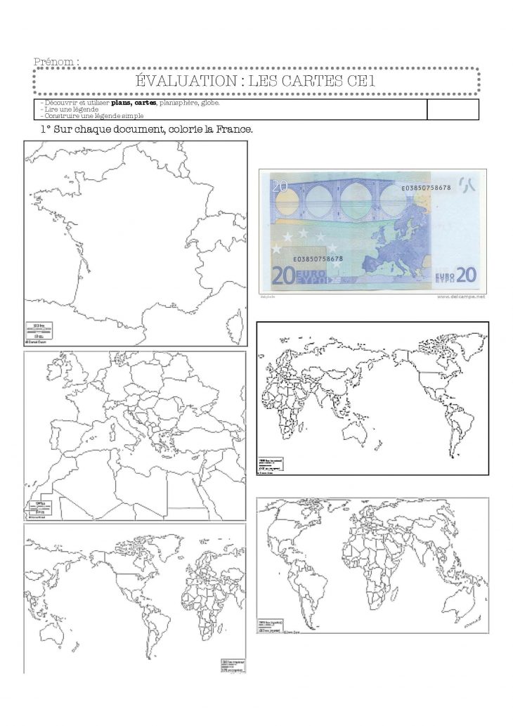 Évaluation Cartes Et Légendes-Ce1 | Ce1, Cartes Et Géographie tout Carte De France Ce1