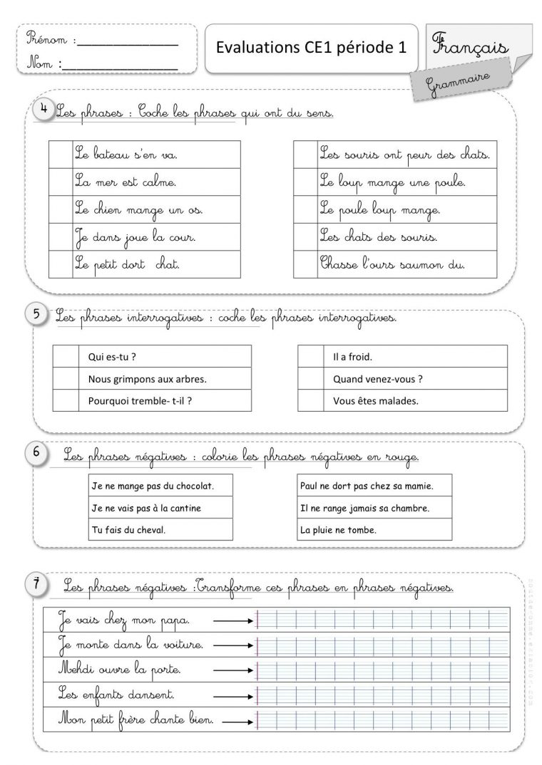 Evaluations Ce1 1Er Semestre | Evaluation Ce1, Exercice Ce1, Ce1 encequiconcerne Travaille Ce2 A Imprimer