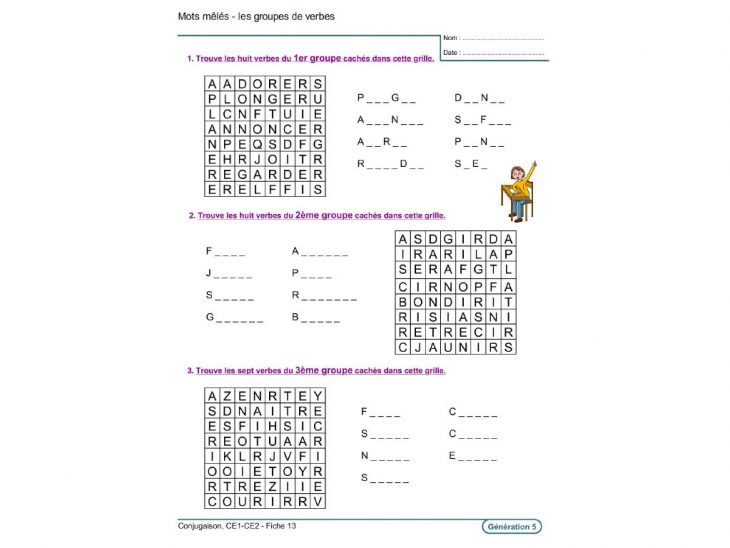 Evolu Fiches – Conjugaison (Ce1-Ce2) pour Travaille De Ce1 A Imprimer Gratuit