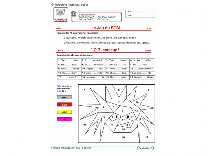 Evolu Fiches – Français Et Manga (Ce1-Ce2) intérieur Fiche De Français Ce2