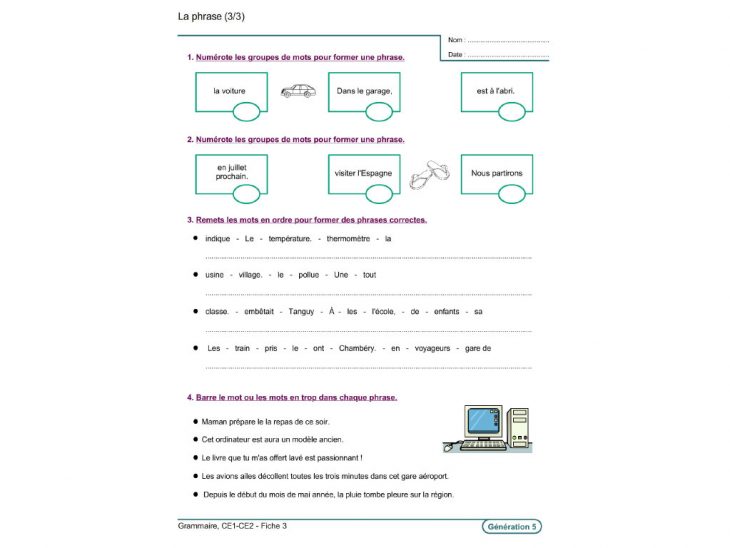 Evolu Fiches – Grammaire (Ce1-Ce2) avec Fiche De Français Ce2