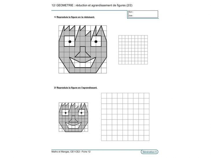 Evolu Fiches – Maths Et Manga (Ce1-Ce2) à Reproduction Sur Quadrillage Cm1 A Imprimer