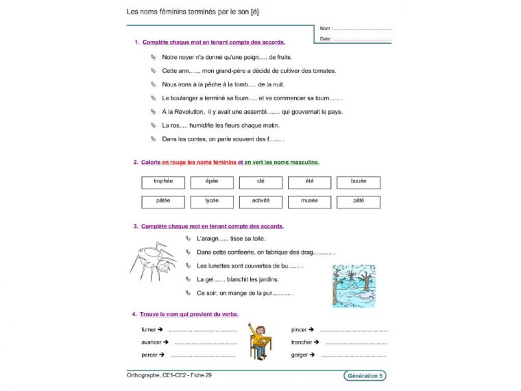 Evolu Fiches – Orthographe (Ce1-Ce2) à Travaille Ce2 A Imprimer