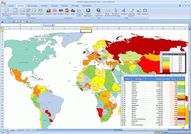 Excel Pays Du Monde Coloration Avec Chiffres intérieur Carte Du Monde Avec Continent