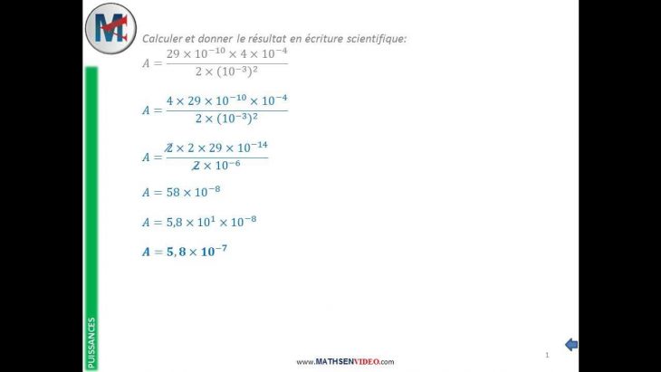 Exercice: Calcul Avec Lois De Puissance Et Notation Scientifique destiné Exercice De Math Sur Les Puissances