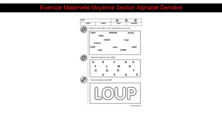 Exercice Maternelle Moyenne Section Alphabet Dernière tout Exercice De Moyenne Section