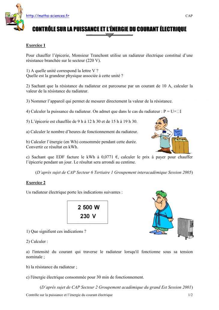 Exercice N°1 : Calcul Numérique (Plan De Charges) – Maths dedans Exercice De Math Sur Les Puissances