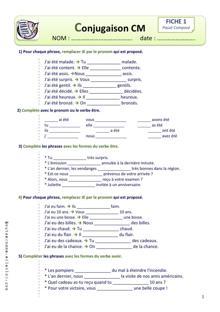 Exercices Conjugaison Cm2 | Bout De Gomme tout Exercice Gratuit Cm2