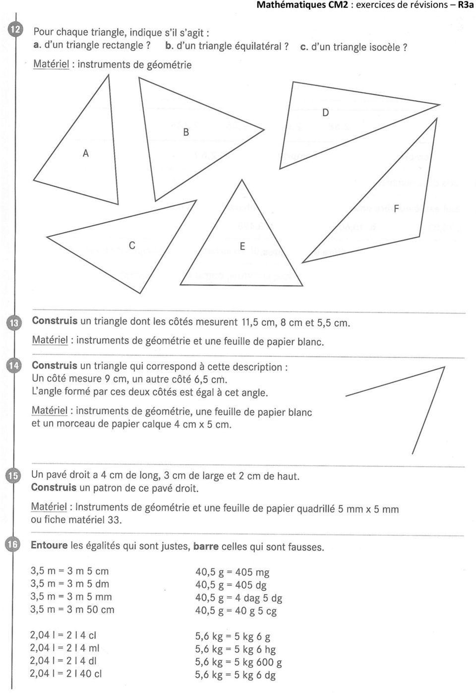 Exercices De Revisions Mathematiques Cm2 - Pdf à Exercice Gratuit Cm2 