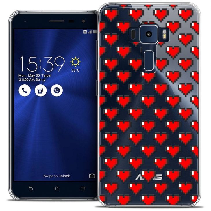 Extra Slim Crystal Gel Asus Zenfone 3 Ze520Kl (5.2") Case Love Pixel Art destiné Pixel Art Flamant Rose