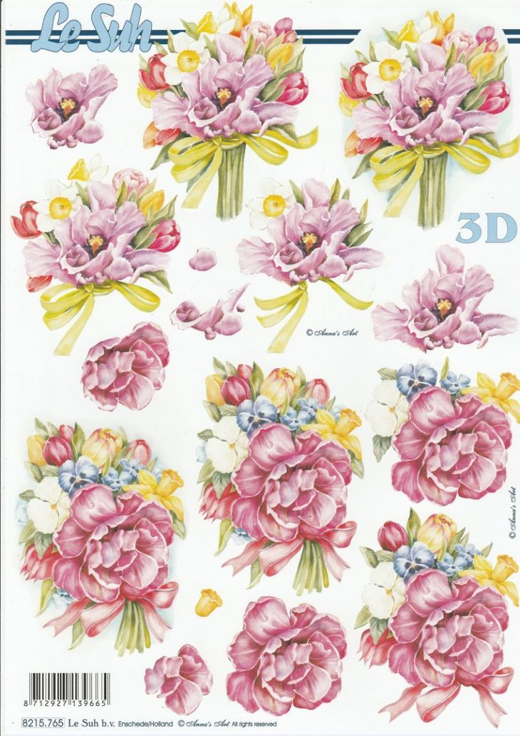 Feuille 3D À Découper A4 – 8215.765 Fleurs Anémones avec Fleurs À Découper