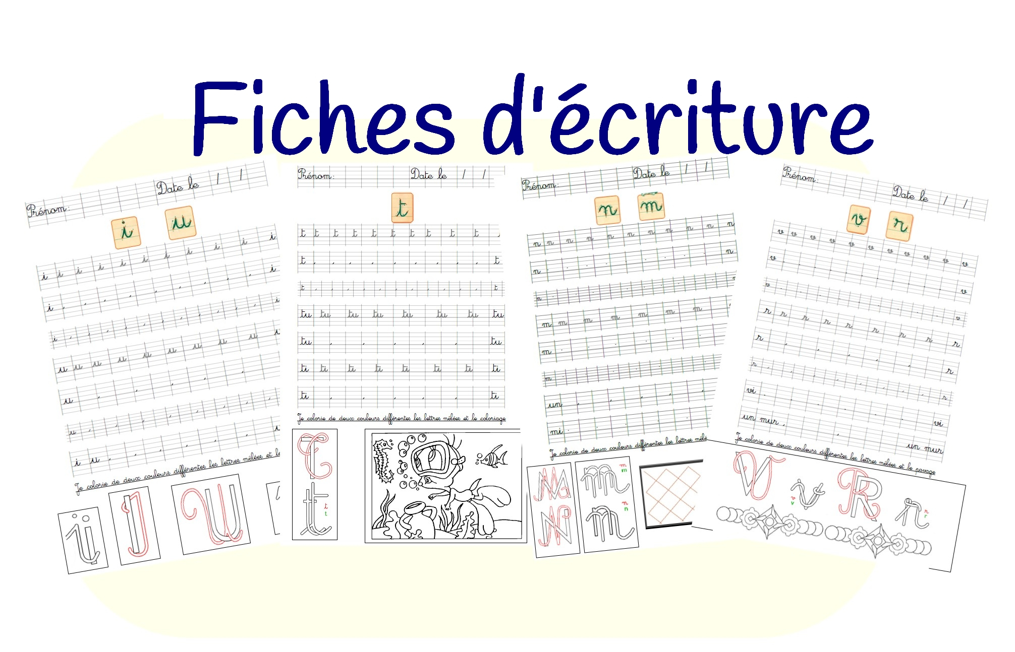 Fiches D'entraînement D'écriture Cursive dedans Feuille Ligne Lettre