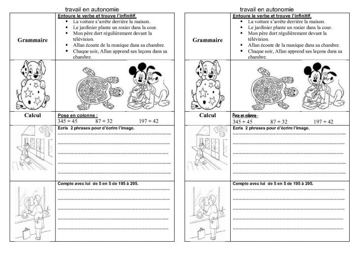 Fiches Et Travail En Autonomie Ce1,ce2 En Français Et Maths concernant Fiche De Français Ce2