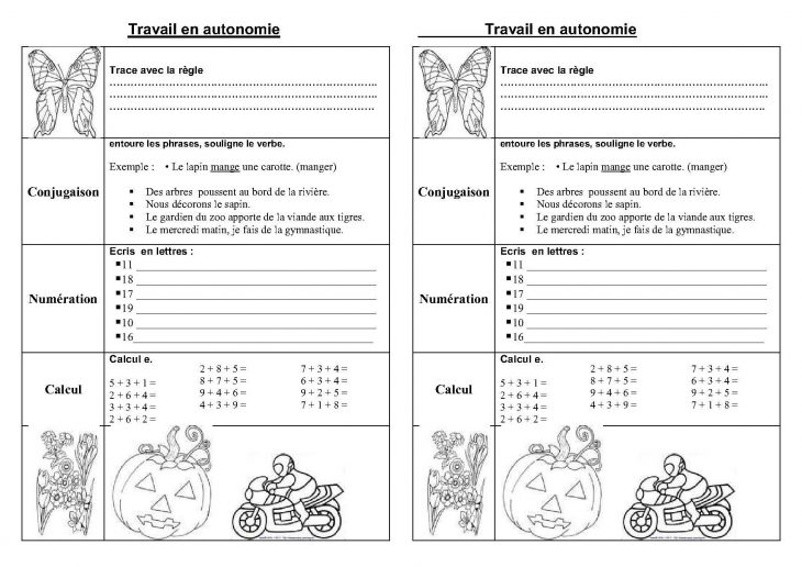 Fiches Et Travail En Autonomie Ce1,ce2 En Français Et Maths pour Fiche De Français Ce2