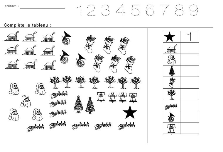 Fiches Maternelles : Compter Les Figures De Noël Et Inscrire avec Les Maternelles Fiches