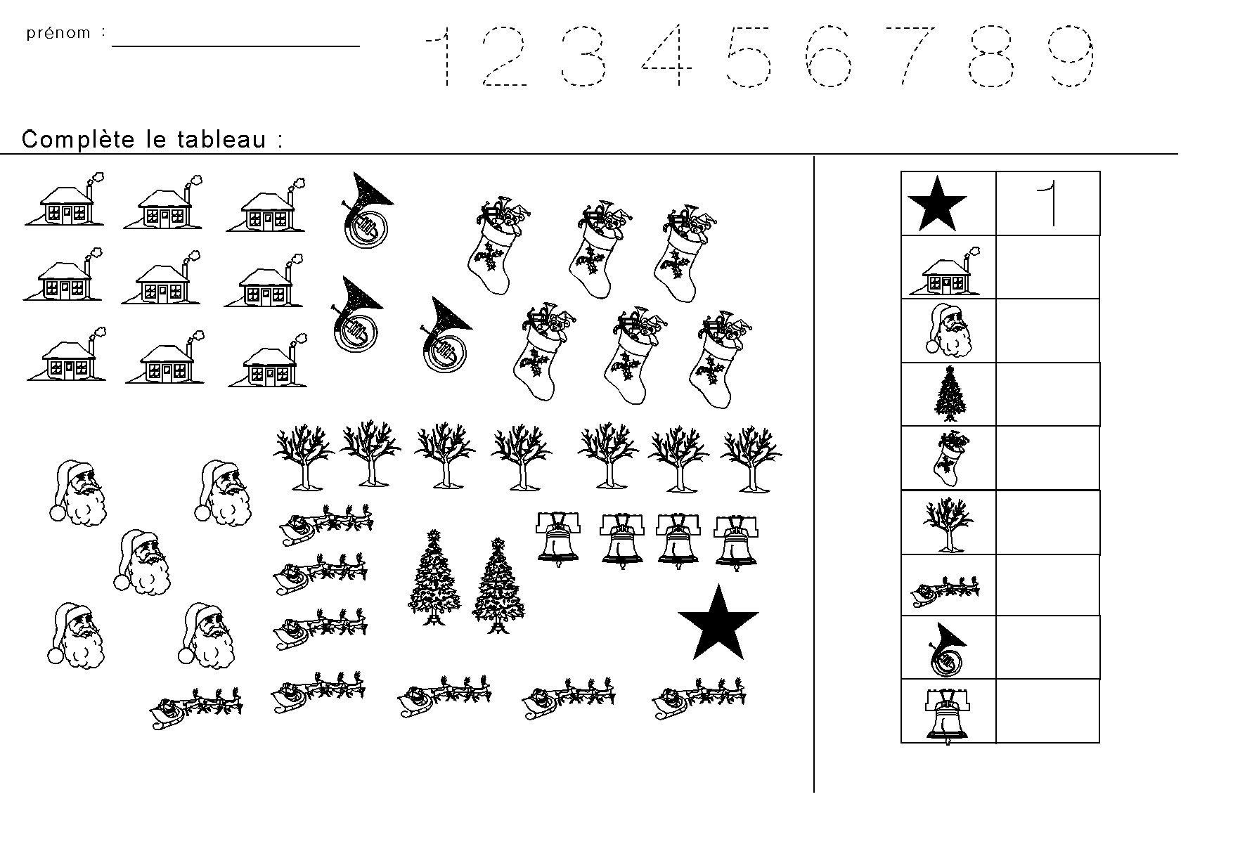 Fiches Maternelles : Compter Les Figures De Noël Et Inscrire intérieur Noel Maternelle Grande Section 