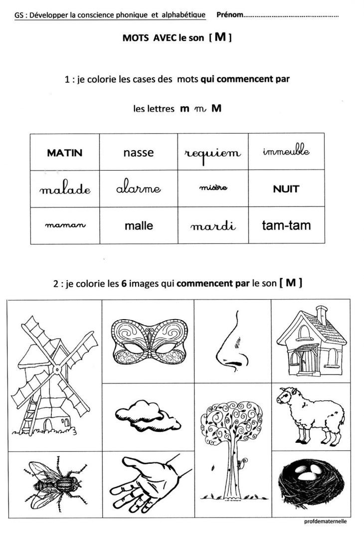 Fichier : Sons Et Lettres En Maternelle – Profdematernelle dedans Exercice Gs Maternelle