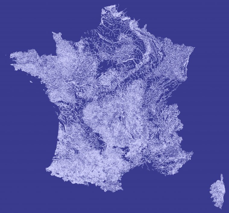 Fichier:carte France Hydrographie Cours D'eau Fond Bleu à Fond De Carte France Fleuves