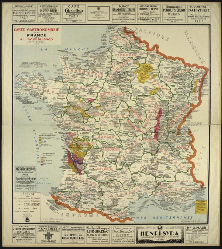 File:bourguignon – Carte Gastronomique De La France 1929 tout Grande Carte De France