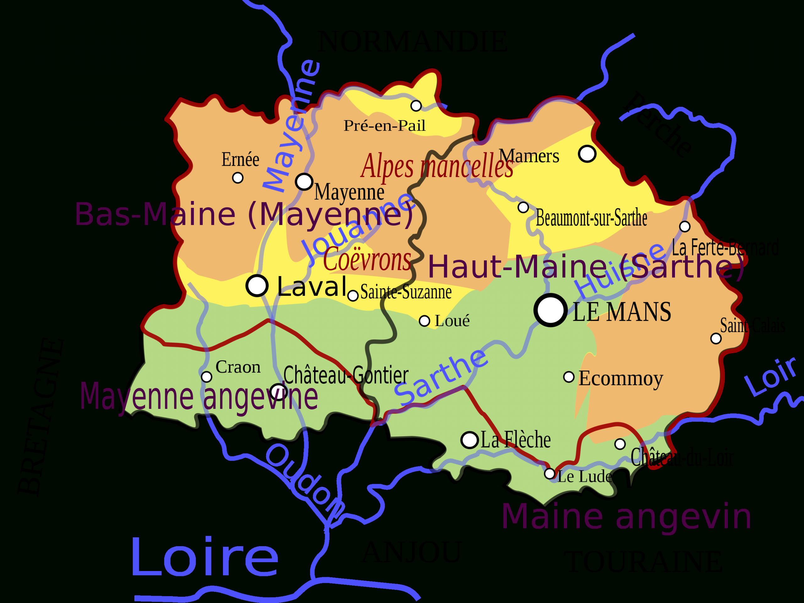 File:carte Maine.svg - Wikimedia Commons serapportantà Carte Anciennes Provinces Françaises
