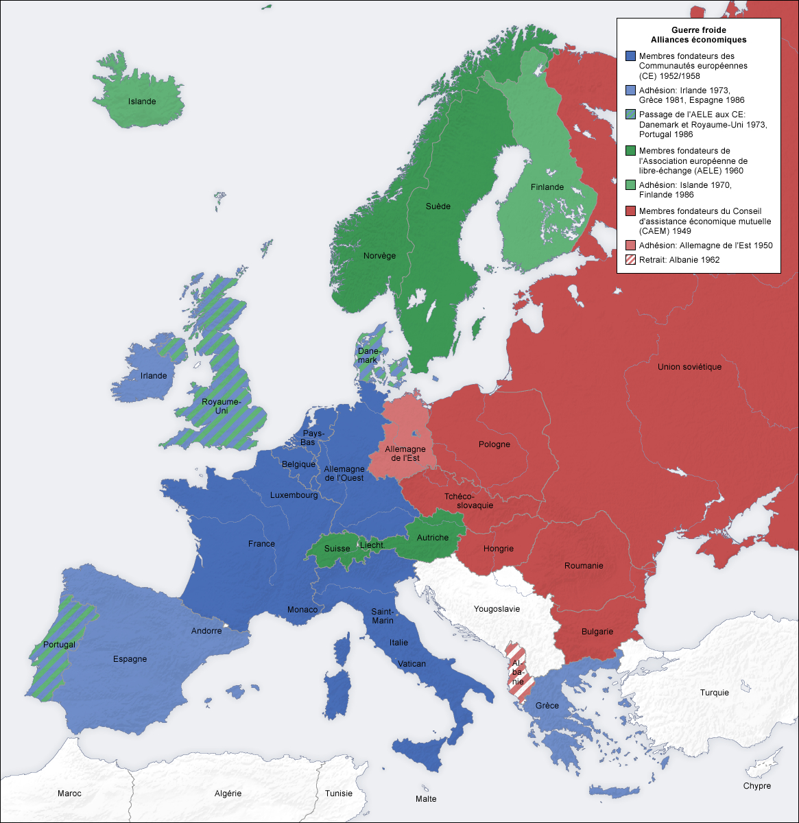 File:cold War Europe Economic Alliances Map Fr dedans Carte Europe Est 