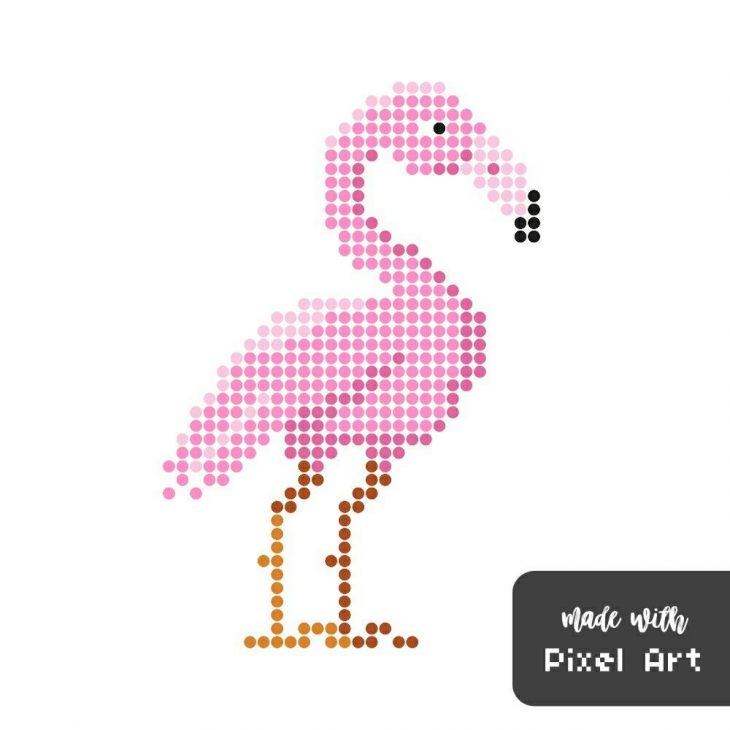 Flamant Rose En Pixel Art . ( Réalisé Avec L'application intérieur Pixel Art Flamant Rose