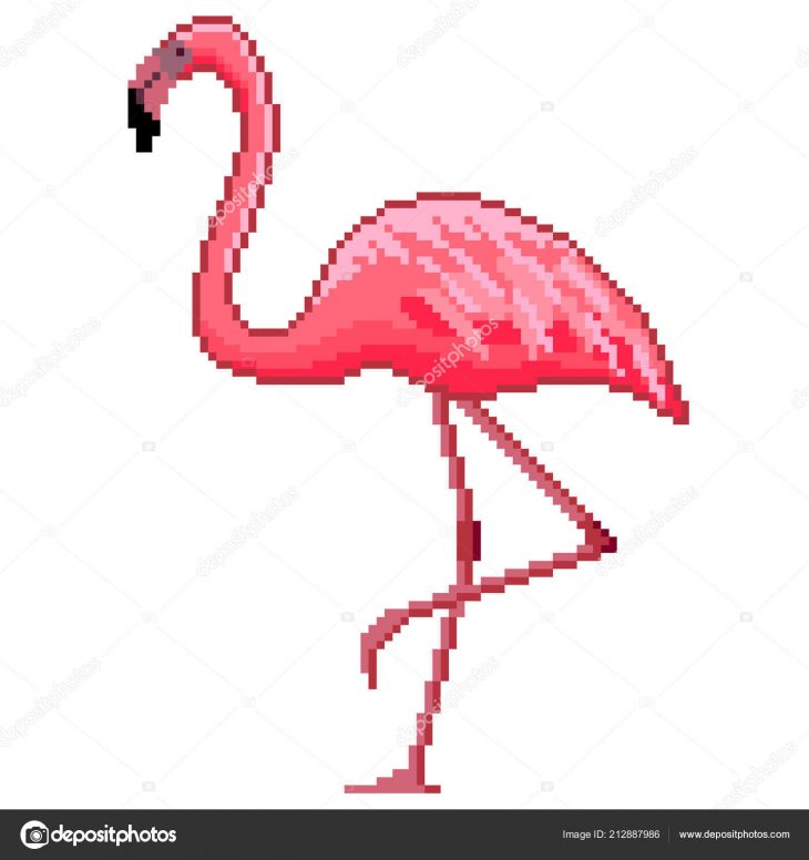 Flamingo Pixel Art | Pixel Art Pink Flamingo Detailed intérieur Pixel Art Flamant Rose