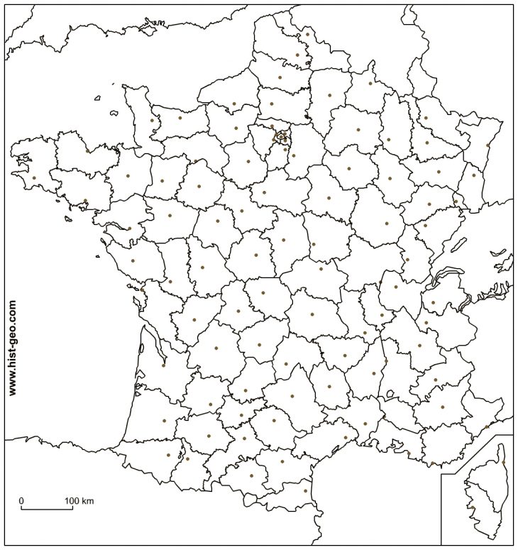 Fond De Carte – France (Frontières, Départements Et Préfectures) dedans Carte France Département Vierge