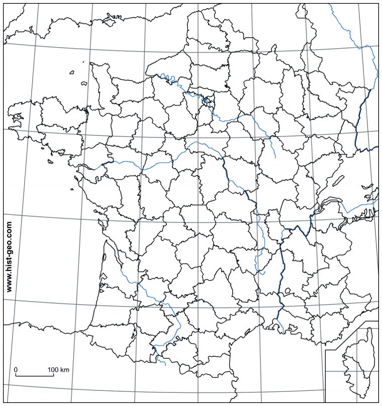 Fond De Carte – France (Frontières, Fleuves, Départements tout Fond De Carte France Fleuves