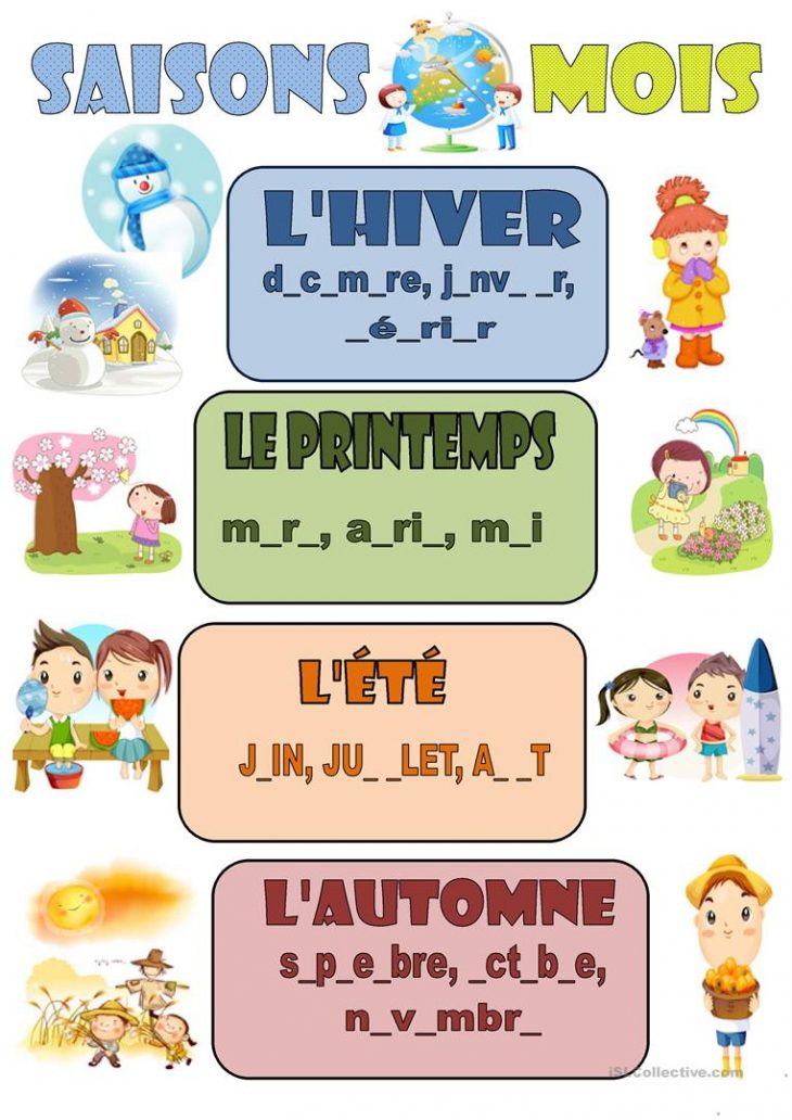 Français Fle Saisons Fiches Pédagogiques – La Plus avec Apprendre Les Saisons En Maternelle