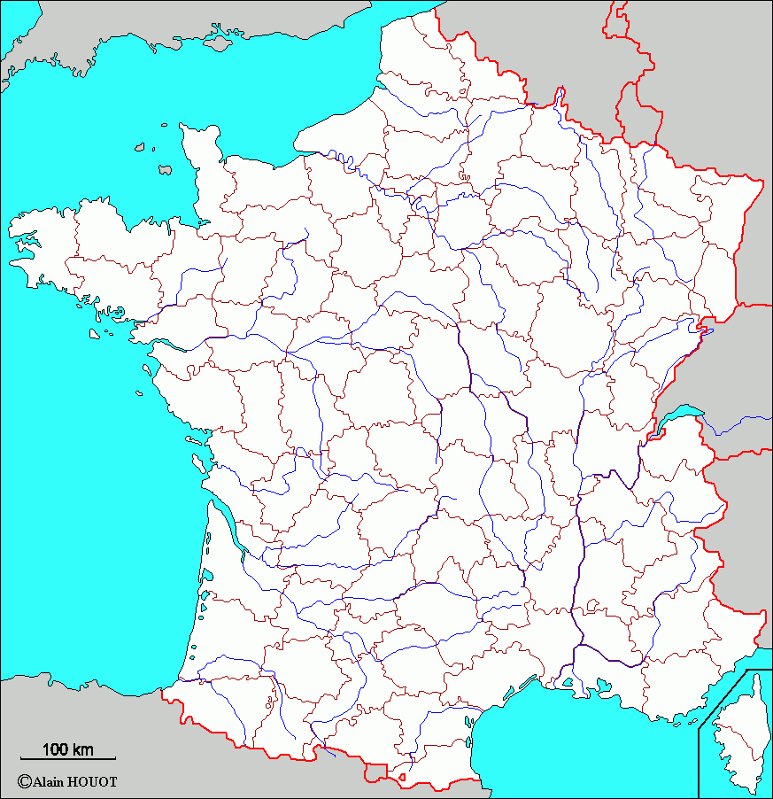 France Fond De Carte Départements Et Fleuves dedans Département De La France Carte