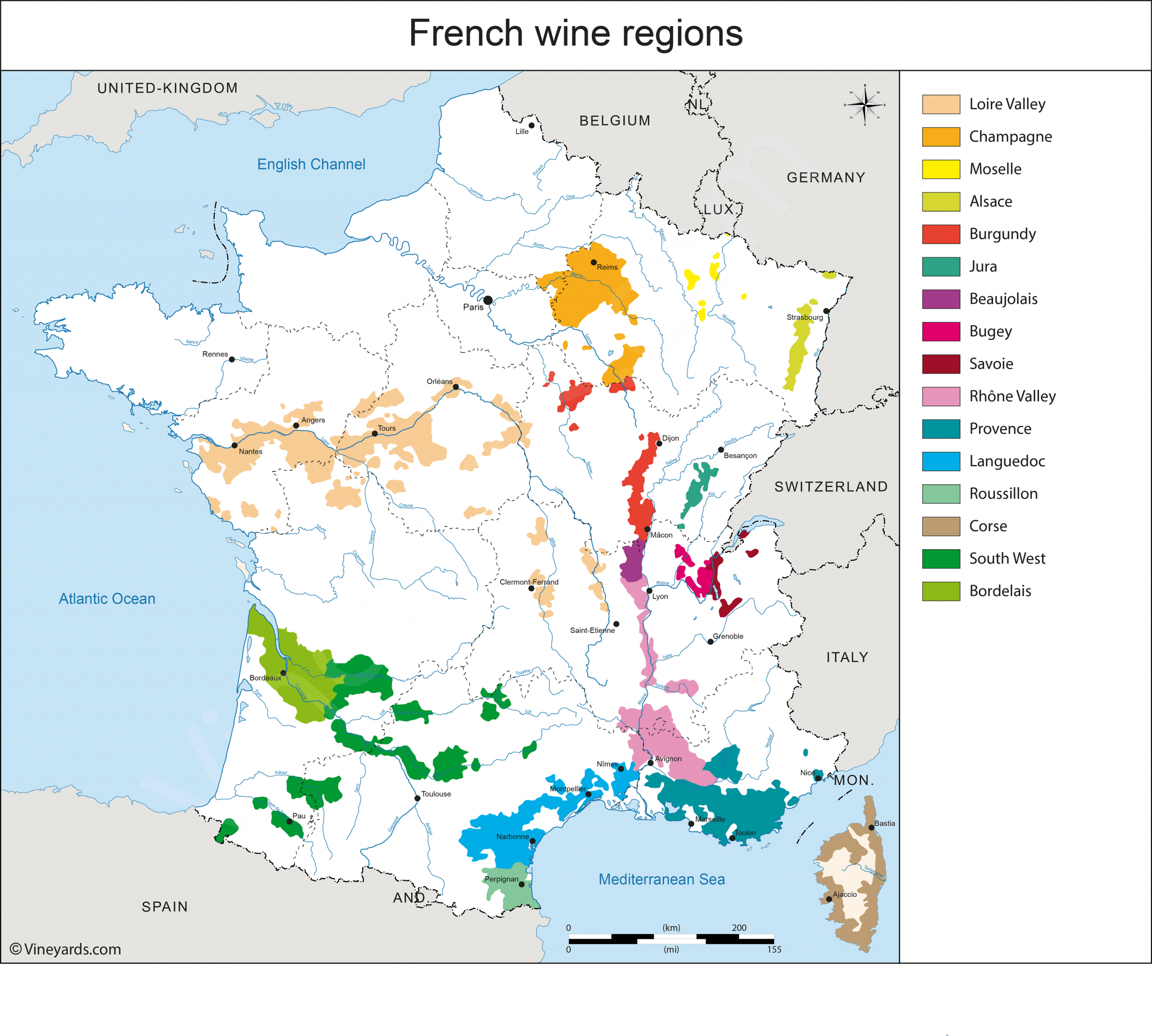 France Map Of Vineyards Wine Regions pour Map De France Regions