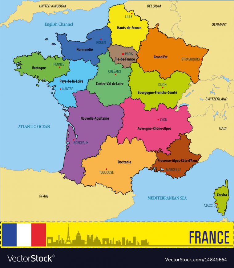 France Map With Regions And Their Capitals dedans Map De France Regions