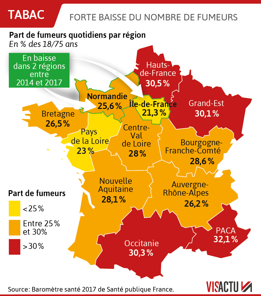 France-Monde | Dans Quelles Régions Fume-T-On Le Plus ? dedans France Nombre De Régions 