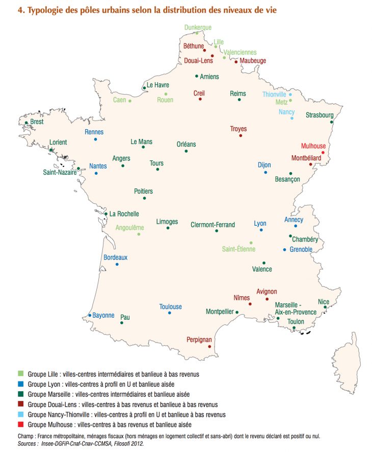 France – Niveau De Vie Des Grandes Villes (2012) • Map tout Carte France Principales Villes