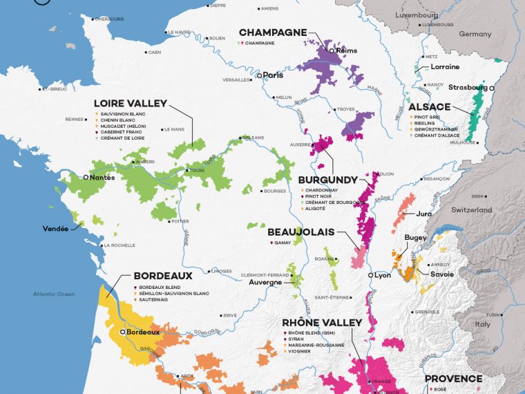 French Wine Exploration Map | Wine Folly dedans Map De France Regions