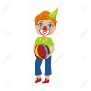 Garçon Dans Le Clown Maquillage Couleur Vive Dessin Animé Style Enfantin  Plane Vector Isolement Sur Fond Blanc pour Dessin De Clown En Couleur