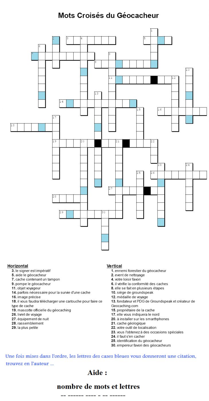 Gc6Qt8R Les Mots Croisés Du Géocacheur (Unknown Cache) In concernant Mot Croisé Aide