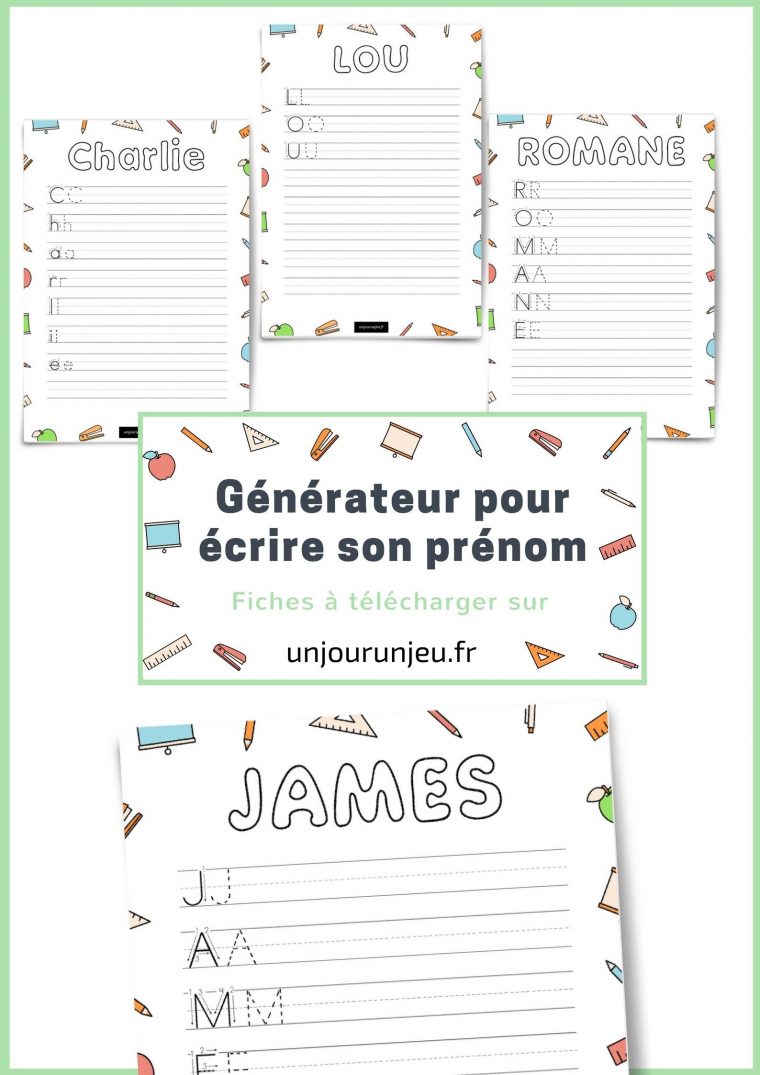 Générateur De Fiches Pour Apprendre À Écrire Son Prénom intérieur Fiche D Ecriture Pour Maternelle A Imprimer