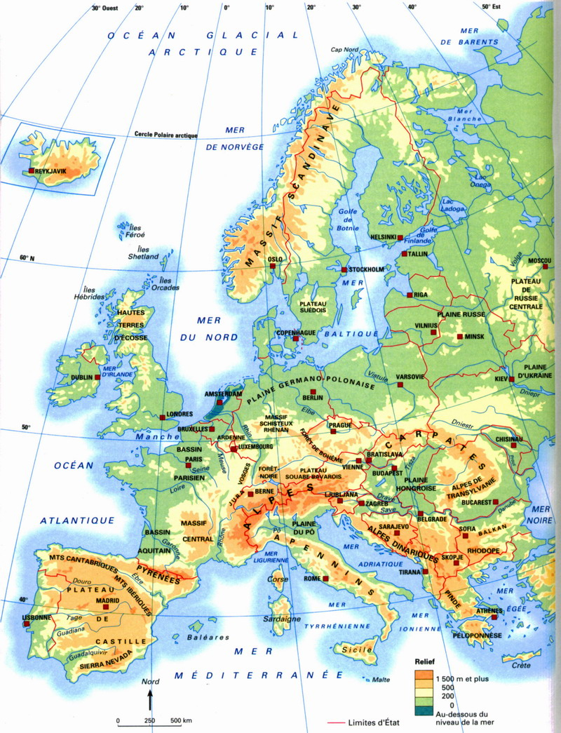 Géographie Cm1 Séquence 2 : Les Frontières De La France Et destiné Carte De L Europe En Relief