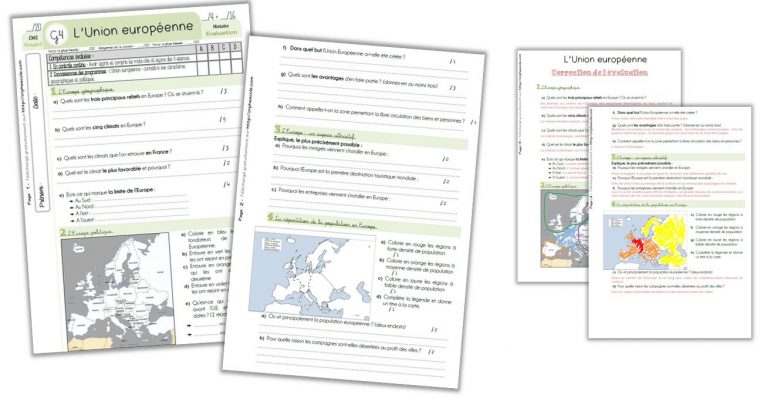 Géographie Cm2 – Séquence Complète : L'union Européenne serapportantà Carte Europe Vierge Cm1