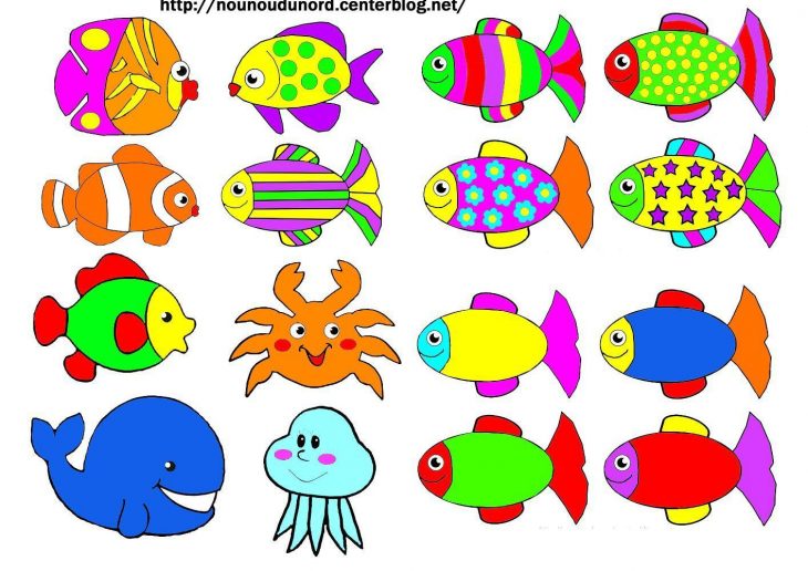 Gommettes Poissons En Coloriage Et En Couleur avec Feuille De Couleur A Imprimer Gratuit